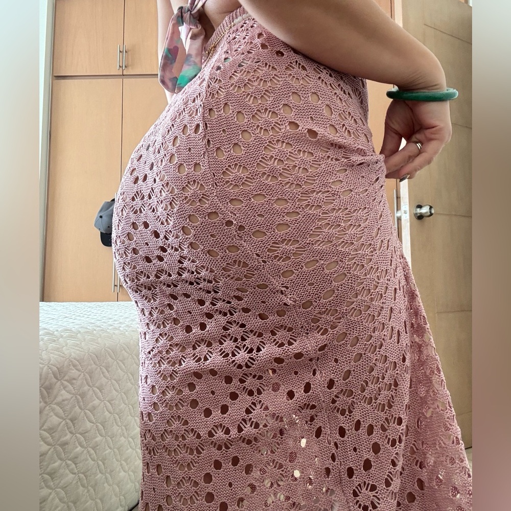Mauve Pink Crochet Skirt sz small